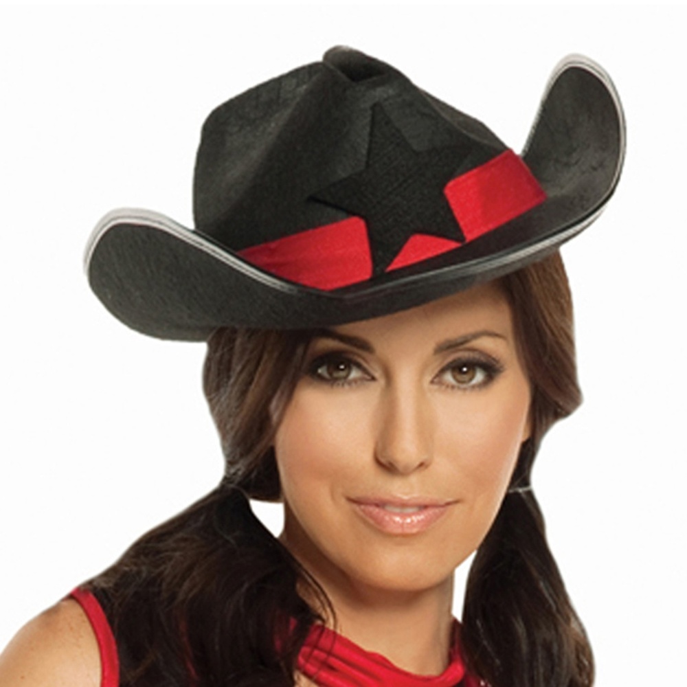 Black Cowgirl Hat with Star Cowboy Sheriff Costume